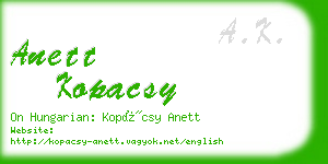 anett kopacsy business card